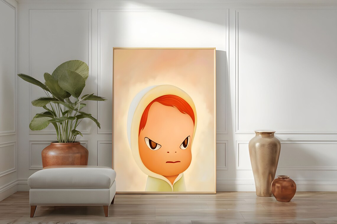 Yoshitomo Nara Winter Long 1999 Yoshitomo Nara Defiant Youth Winter Hoodie Stare Art Contemporary Minimalist Childhood Emotion
