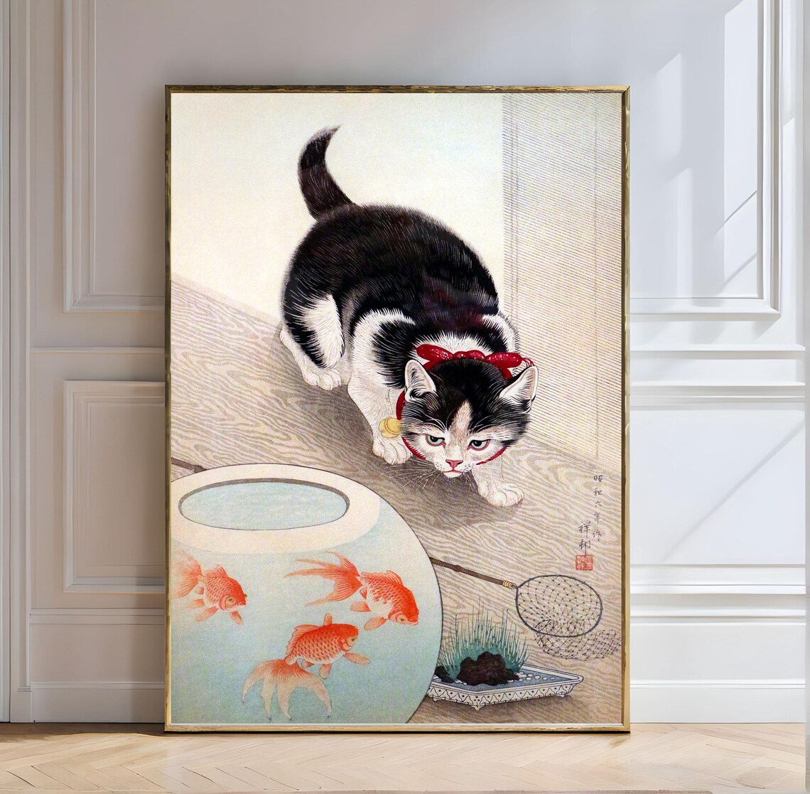 Ohara Koson Cat And Goldfish Bowl 1933 Japanese Woodblock Poster