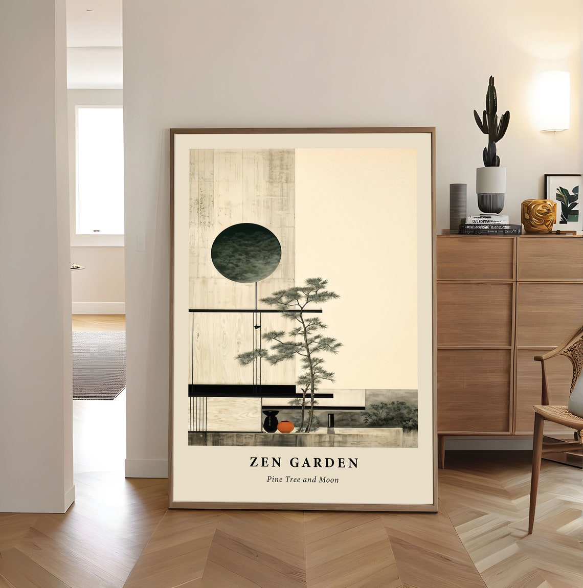Zen Moon Pine Tree Japanese Minimalist Tranquility Art Poster - Image 2