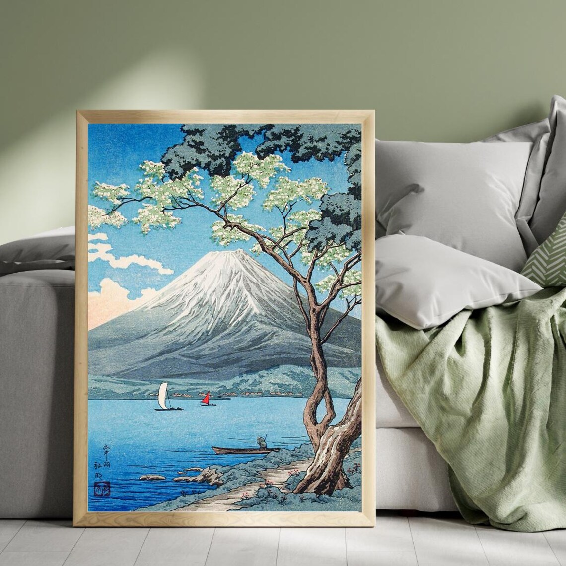 Hiroaki Takahashi Mount Fuji Lake Yamanaka Japanese Woodblock Poster - Image 4