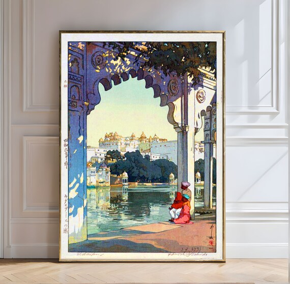 Hiroshi Yoshida Udaipur Castle 1931 Woodblock India Travel Poster