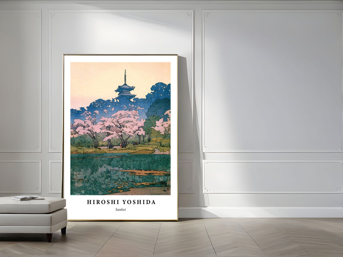 Hiroshi Yoshida Pagoda Cherry Blossoms Pond Japanese Garden Art Poster - Image 5
