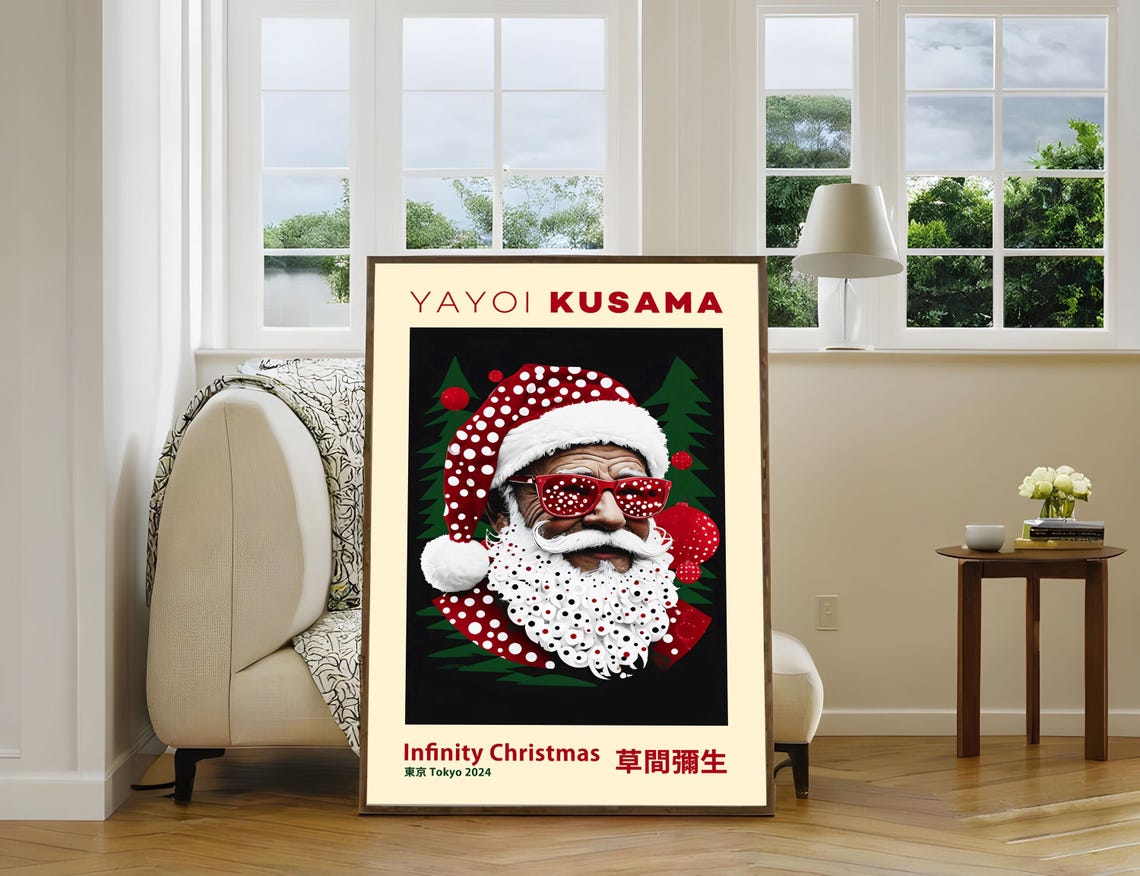 Yayoi Kusama Infinity Christmas Santa Polka Dot Tokyo 2024 Poster - Image 3