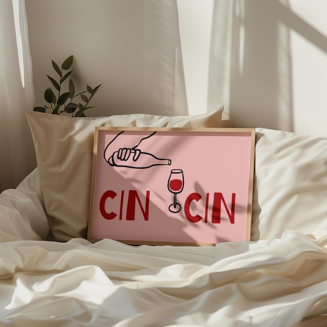 Cin Cin Italian Cheers Pink Wine Toast Poster for Kitchen Bar Wall Decor - Image 4