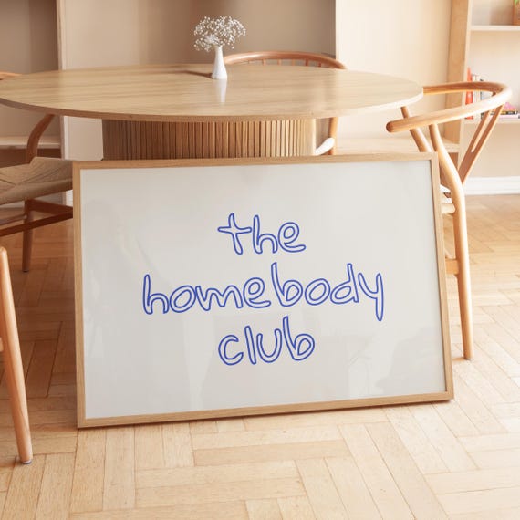 The Homebody Club Print Trendy Horizontal Print Aesthetic Decor Gift For Friends Housewarming Gifts