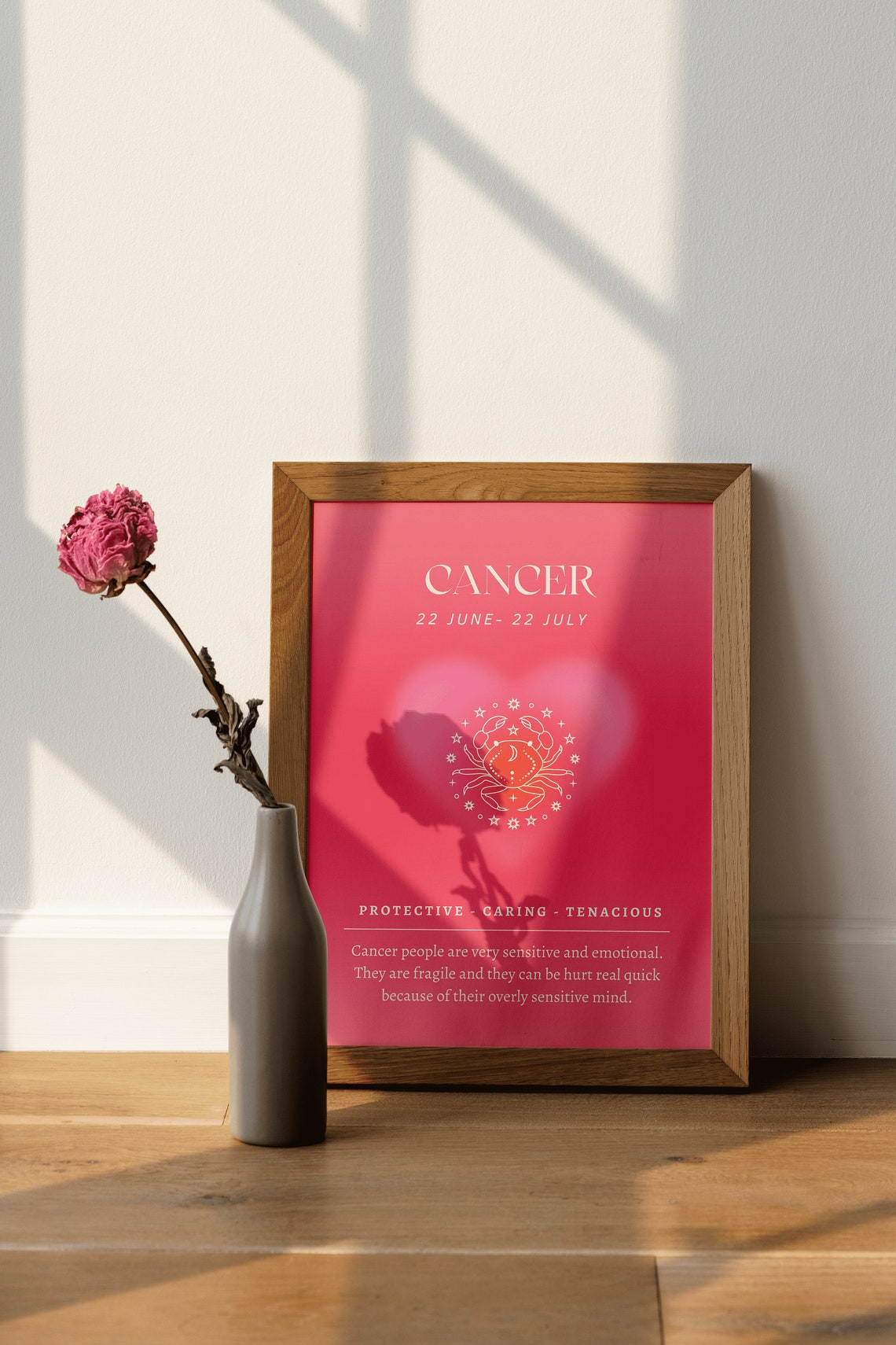 Cancer Gifts Cancer Zodiac Wall Art Pink Green Aura Poster Star Sign Instant Print Spiritual Wall Art Cancer Astrology - Image 3