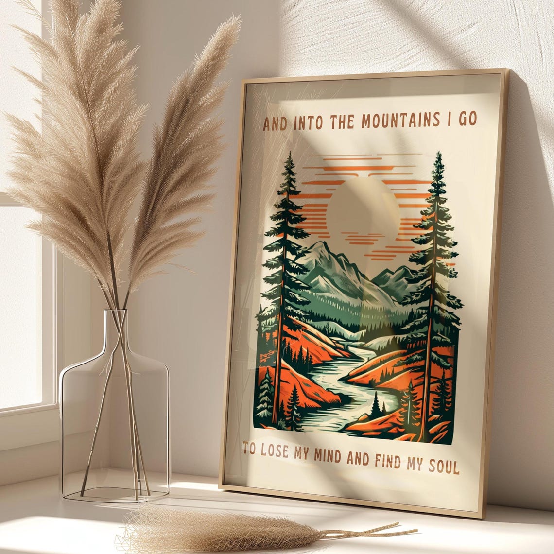 Into The Mountains Motivational Poster Inspirational Print Positive Quotes Motivational Wall Art Uplifting Road Trip Wellbeing Print