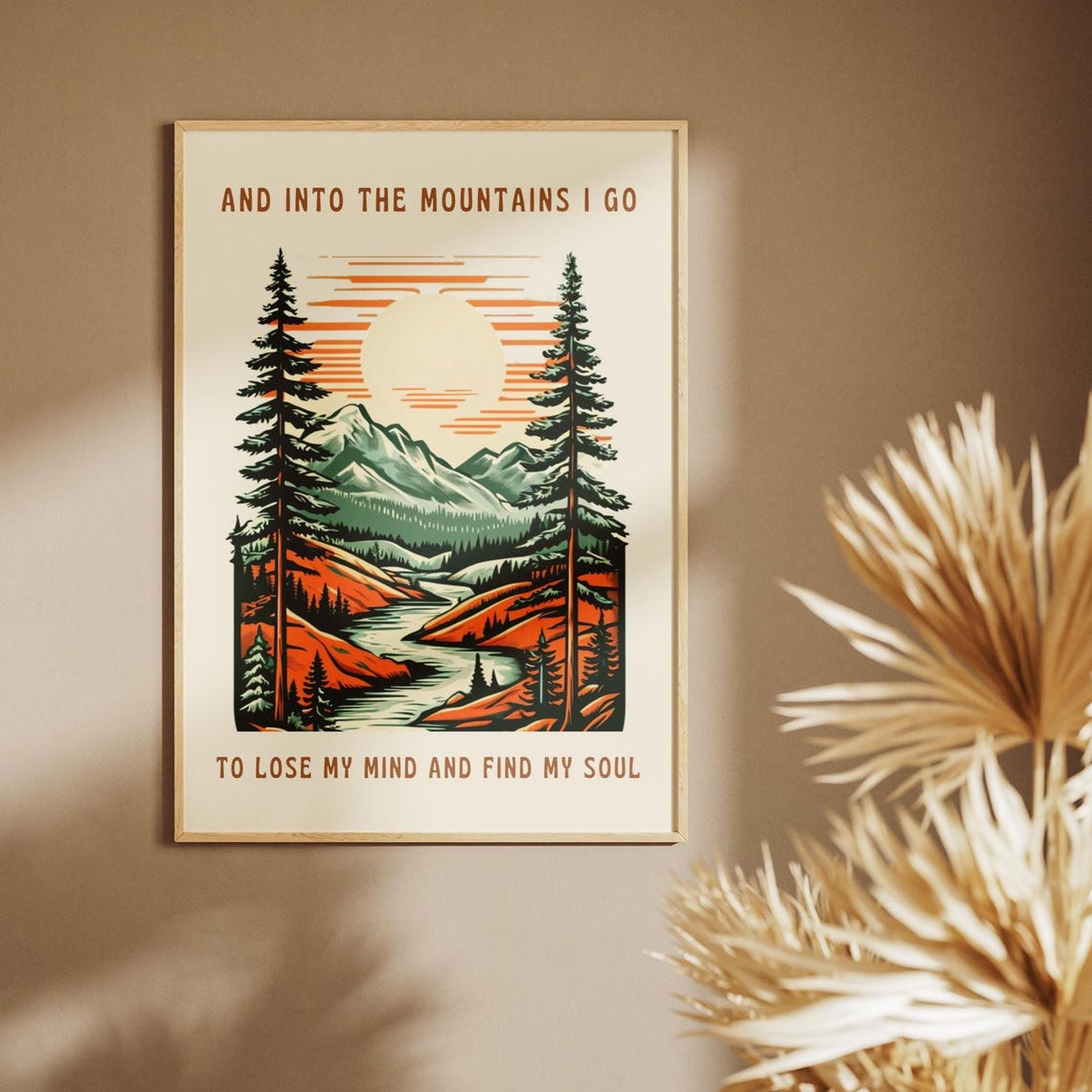 Into The Mountains Motivational Poster Inspirational Print Positive Quotes Motivational Wall Art Uplifting Road Trip Wellbeing Print - Image 2