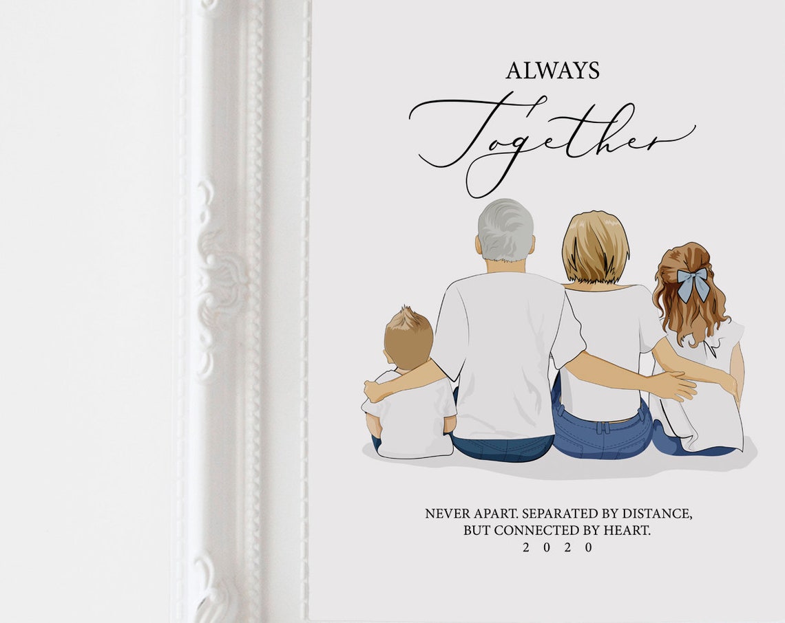 Always Together Family Portrait Personalized Illustration Gift Poster