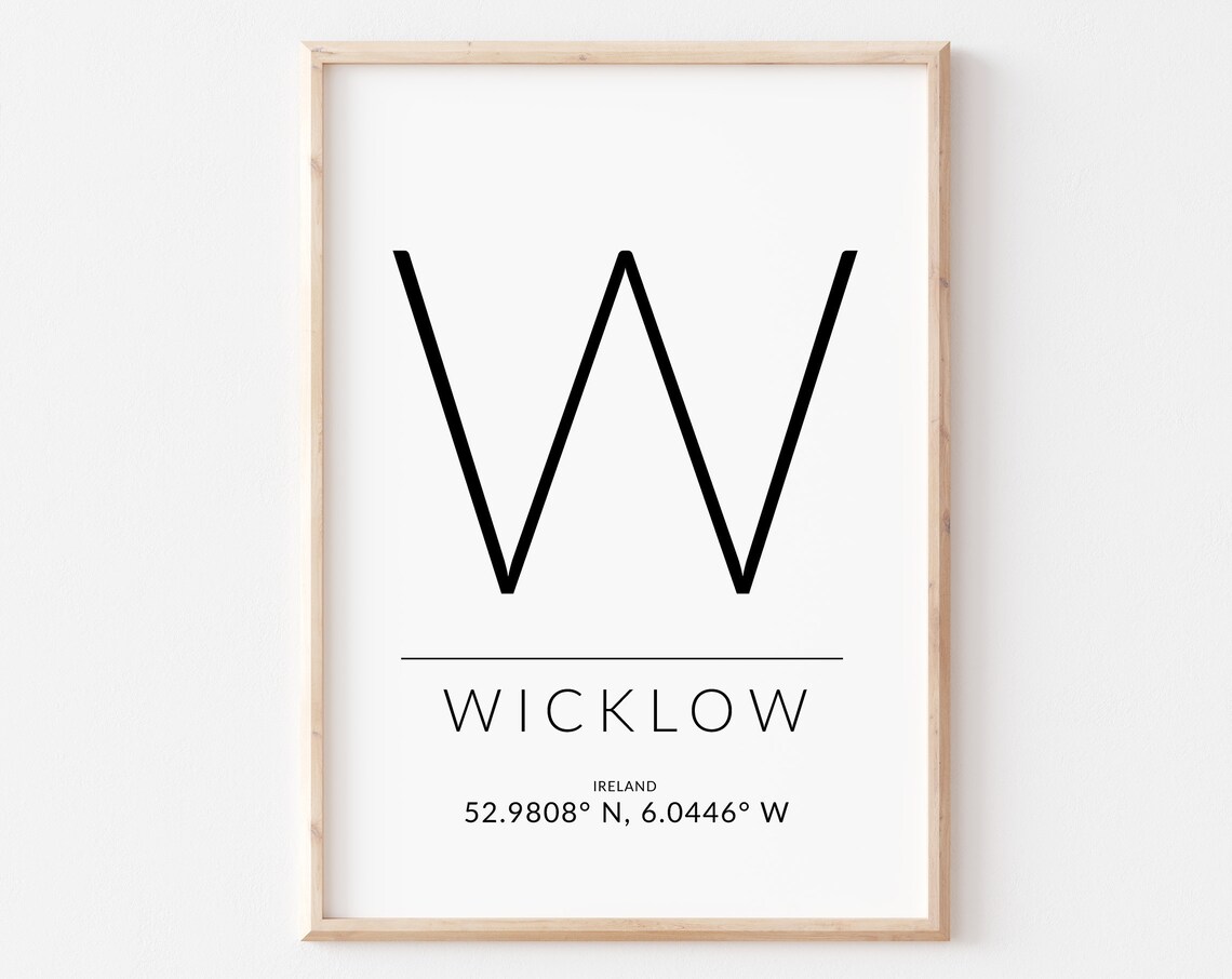 Wicklow Ireland Travel Poster, GPS Coordinates