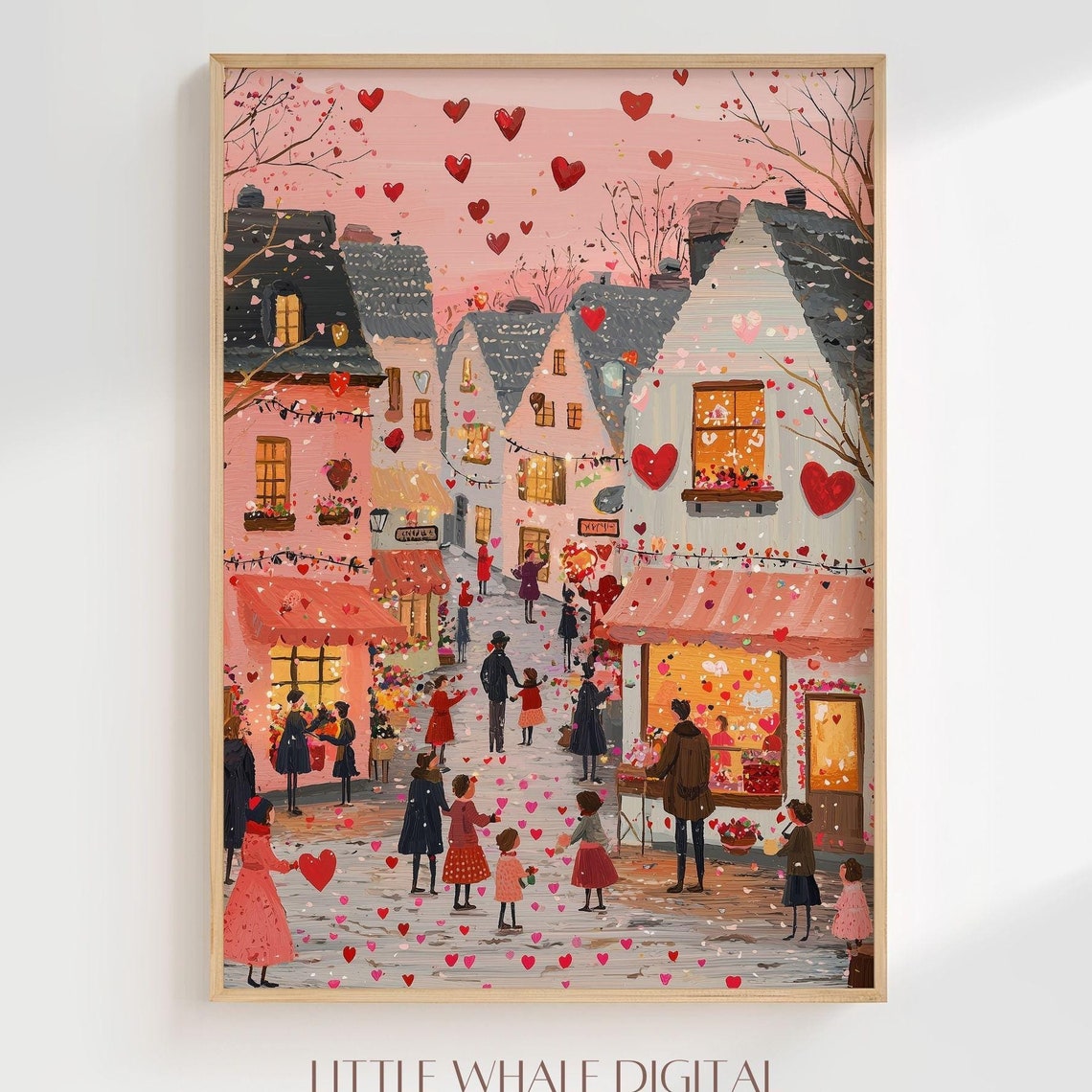 Valentines Day Print Cute Valentine Town Wall Art Valentines Day Decor Romantic Valentines Gift - Image 3