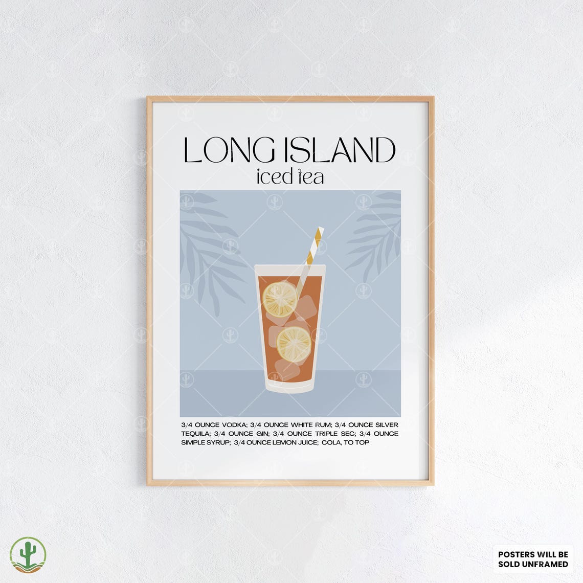 Long Island Iced Tea Recipe Bold Spirits Illustrated Cocktail Poster