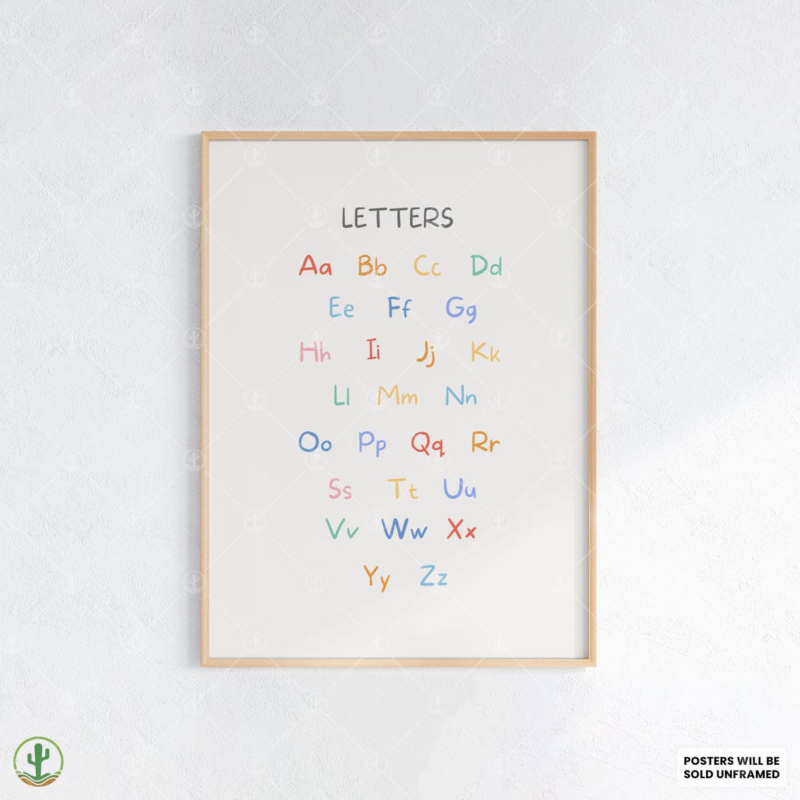 Alphabet Letters Chart Colorful Upper and Lower Case Kids Poster
