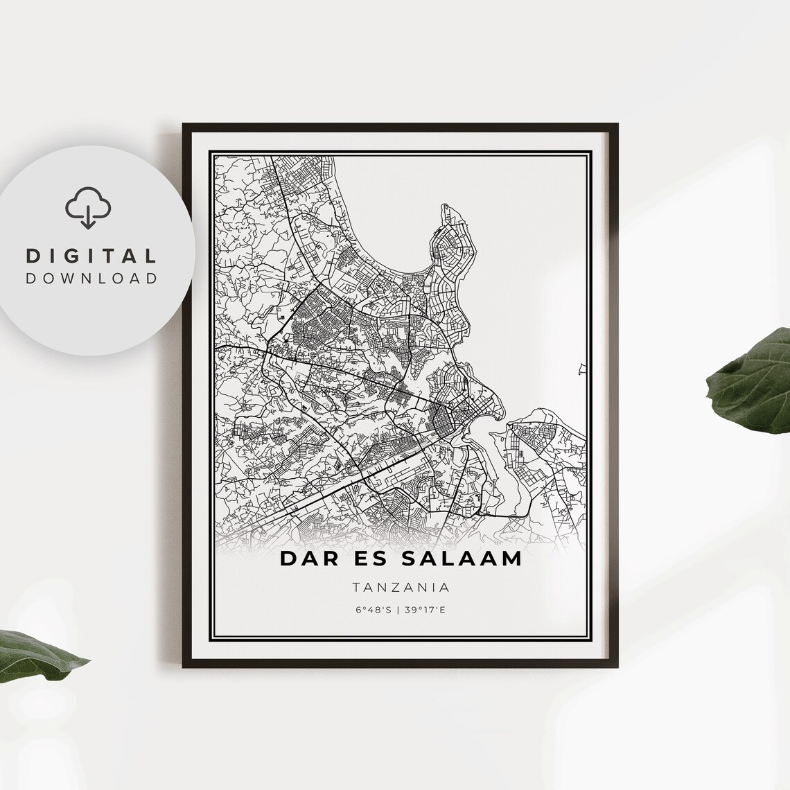 Dar Es Salaam Tanzania Minimalist City Street Map Art Poster