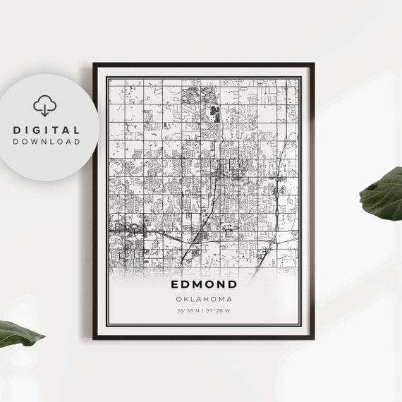 Edmond Map Print Oklahoma Ok Usa Art Poster City Street Road Np41