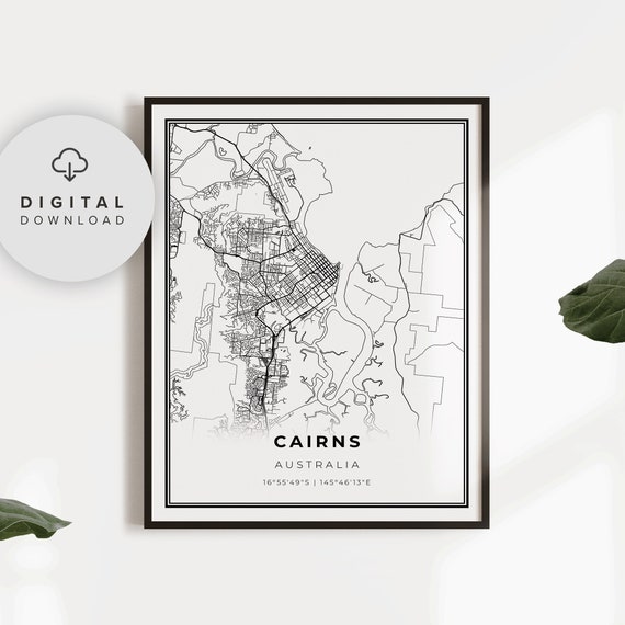 Cairns Map Print Queensland Australia Art Poster Nares City Street Road Prints Np431