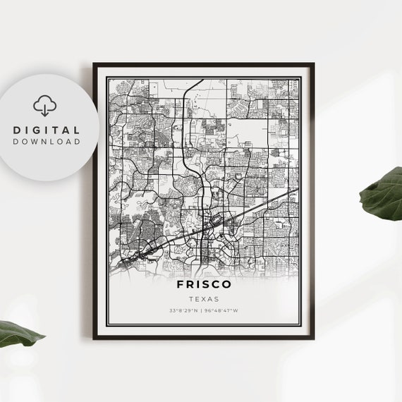 Frisco Map Print Texas Tx Usa Art Poster City Street Road Boss Np118