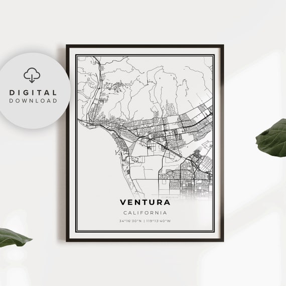Ventura Map Print Ca Usa Art Poster San Buenaventura City Street Road Np204
