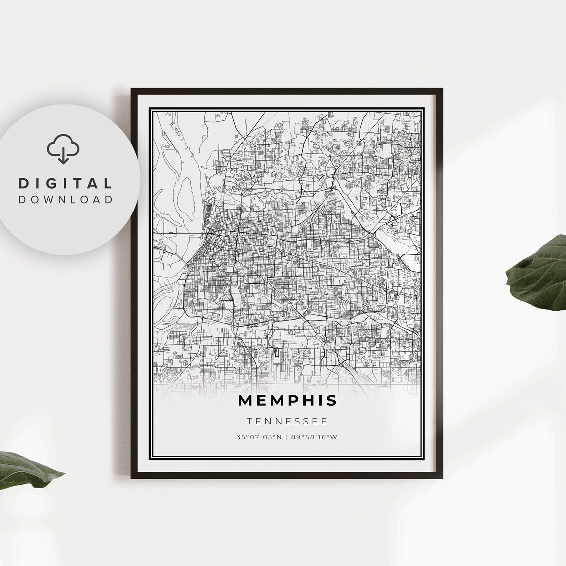 Memphis Tennessee Blues Minimalist City Street Map Wall Poster
