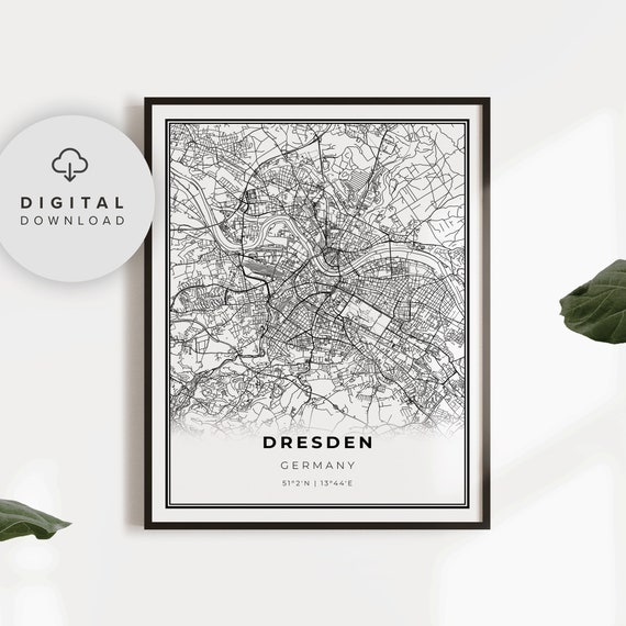 Dresden Map Print Germany Art Poster City Street Road Hometown Np518