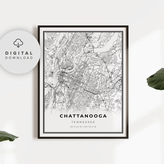 Chattanooga Map Print Tennessee Tn Usa Art Poster City Street Road Np42