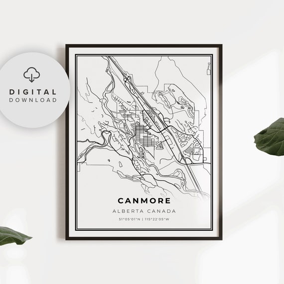 Canmore Map Print Alberta Ab Canada Art Poster City Street Road Gift Her Np527
