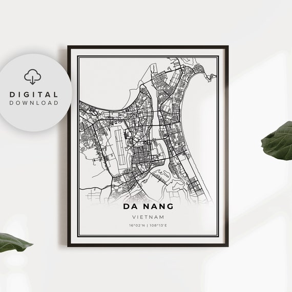 Da Nang Print Vietnam Viet Nam Map Art Poster City Street Road Prints Np691