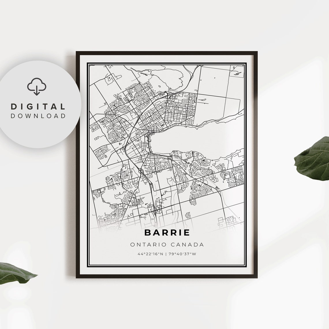 Barrie Map Print Ontario On Canada Art Poster City Street Road Artwork Office Decor Np534