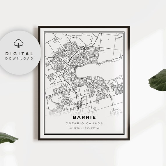 Barrie Map Print Ontario On Canada Art Poster City Street Road Artwork Office Decor Np534