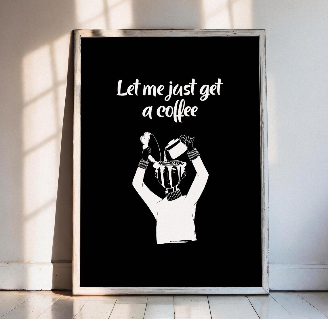 Funny Coffee Print Coffee Bar Decor Minimalist Illustration Funny Cafe Art Decoration Wall Art Kitchen Poster