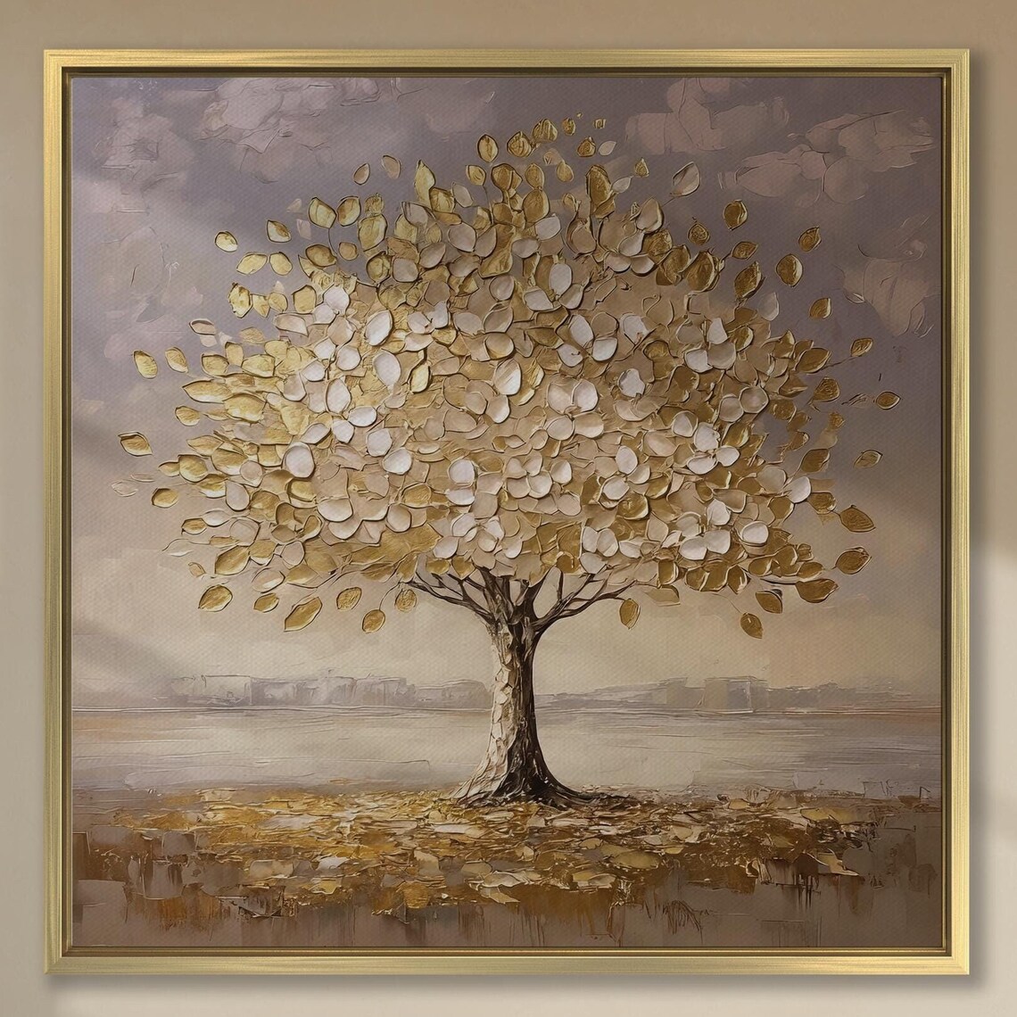 Elegant Golden Tree Wall Art, Nature Inspired Poster