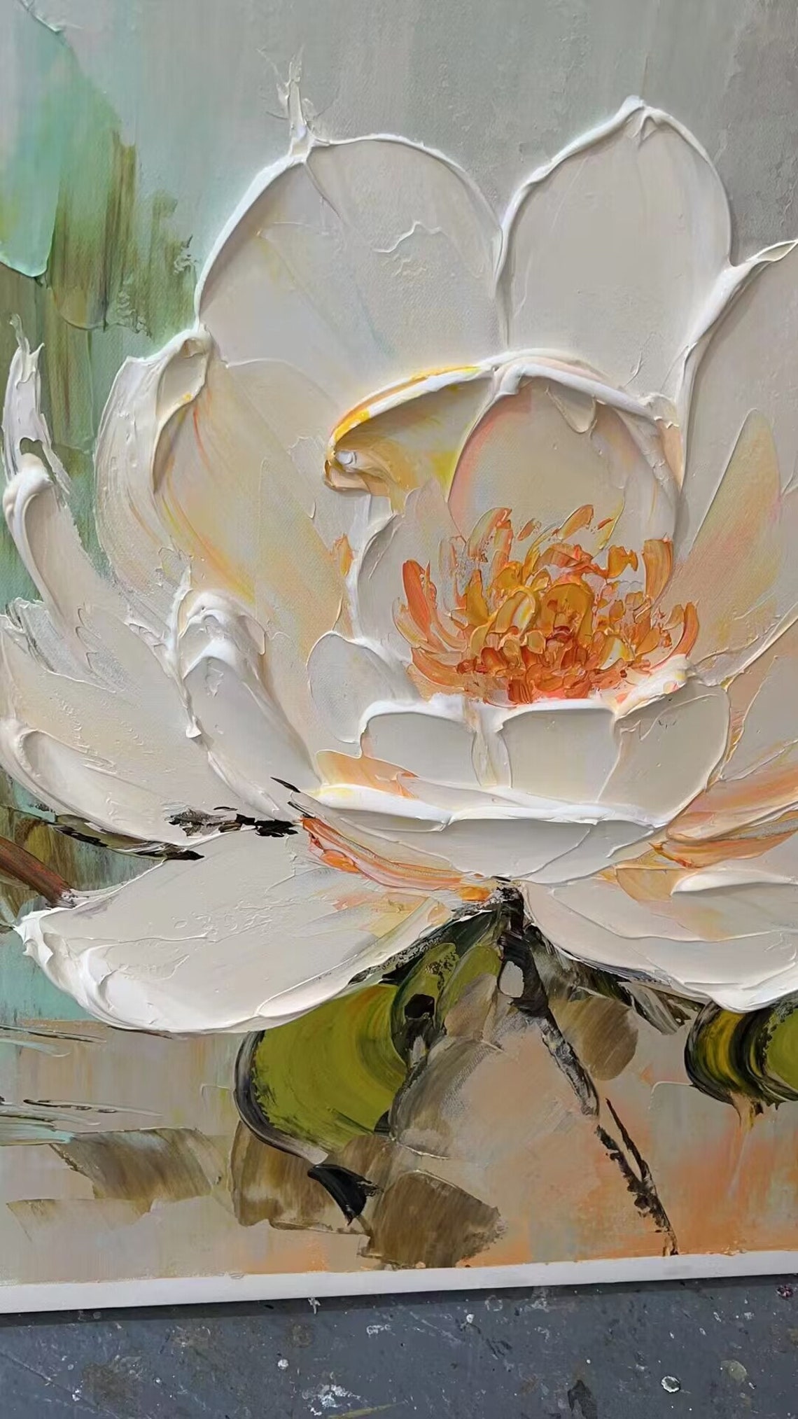 White Magnolia Blossom Oil Painting Style Floral Impasto Poster - Image 4