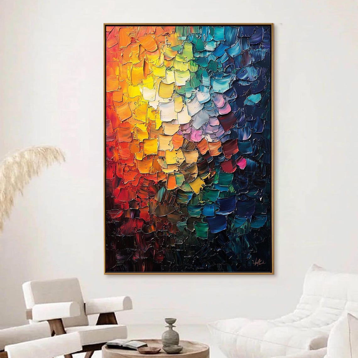 Rainbow Palette Knife Impasto Colorful Modern Abstract Art Poster - Image 2