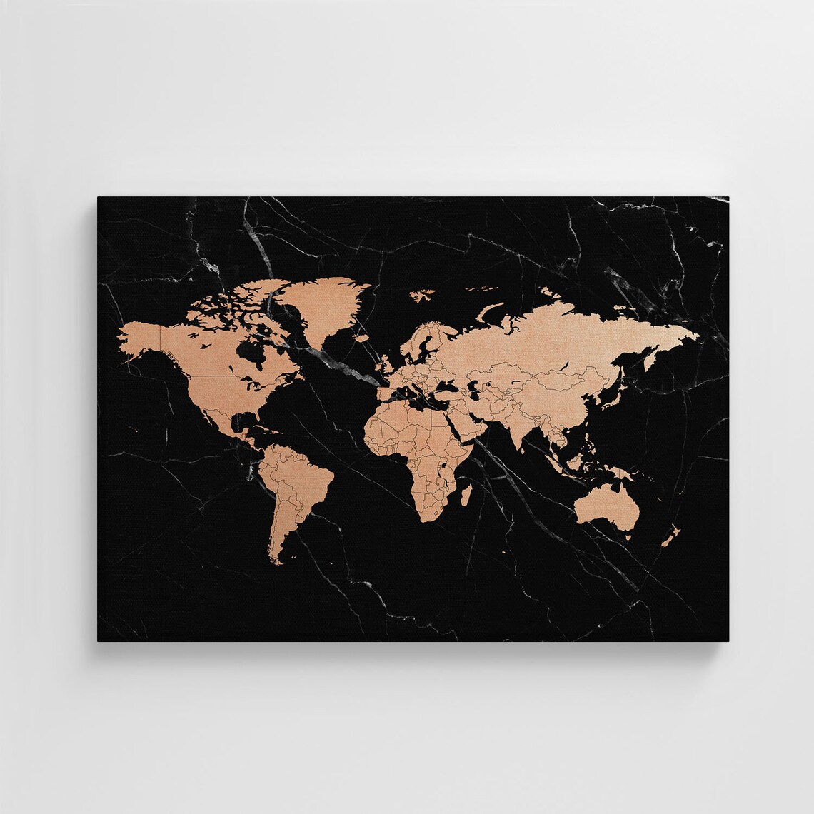 Black Marble World Map, Stylish Home Decoration