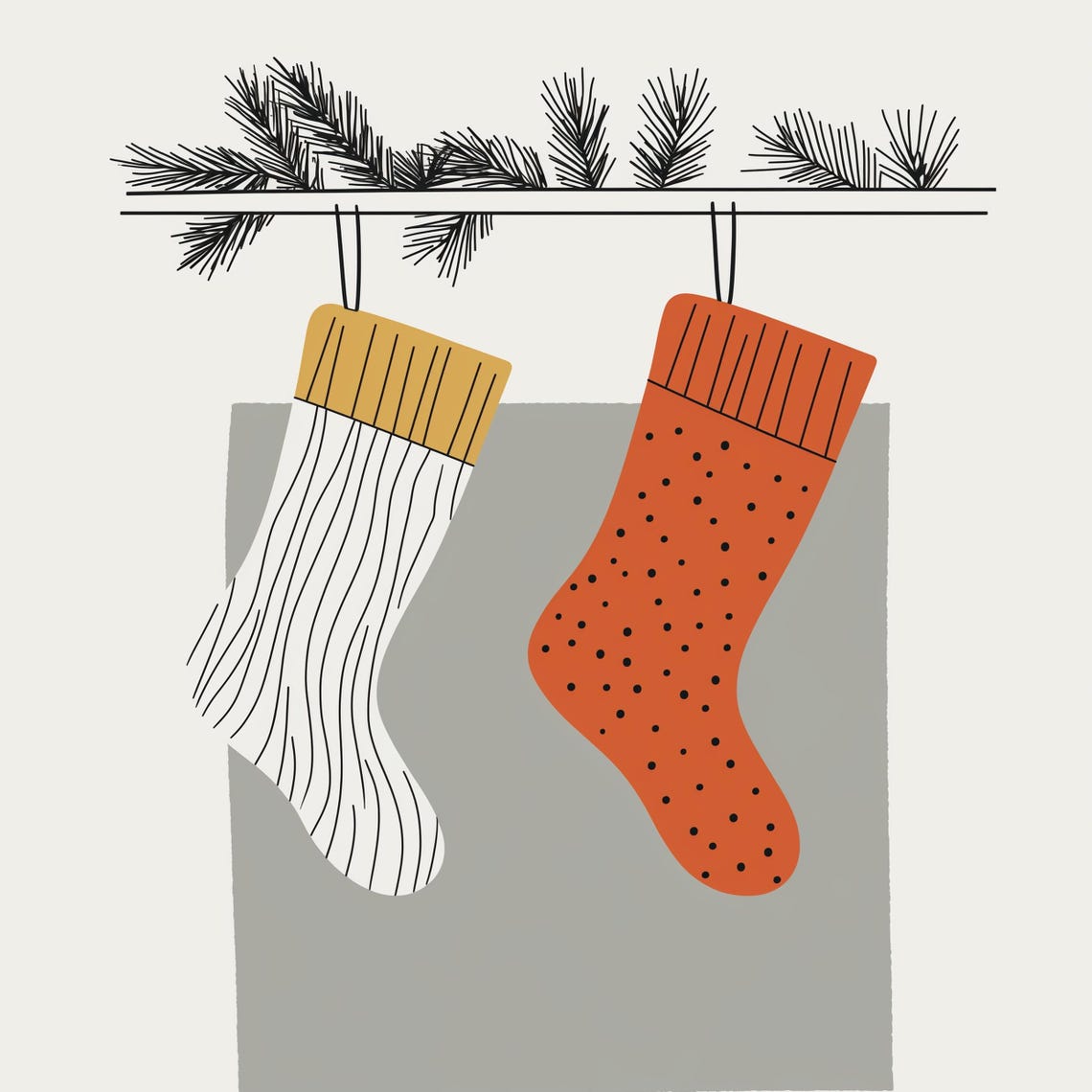 Stockings By The Fireplace Minimalist Christmas Stocking Duo Poster - Image 4