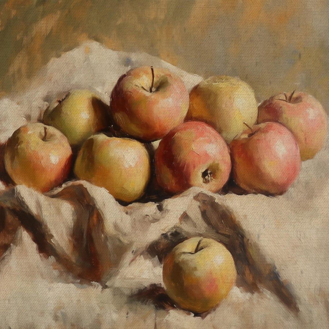 Red Apples on Linen Rustic Farmhouse Kitchen Still Life Vintage Poster - Image 4