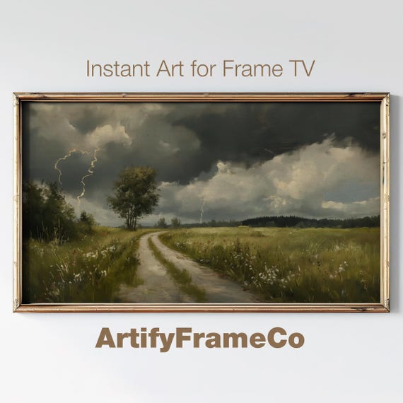 Dark Country Landscape Rustic Neutral Art Print