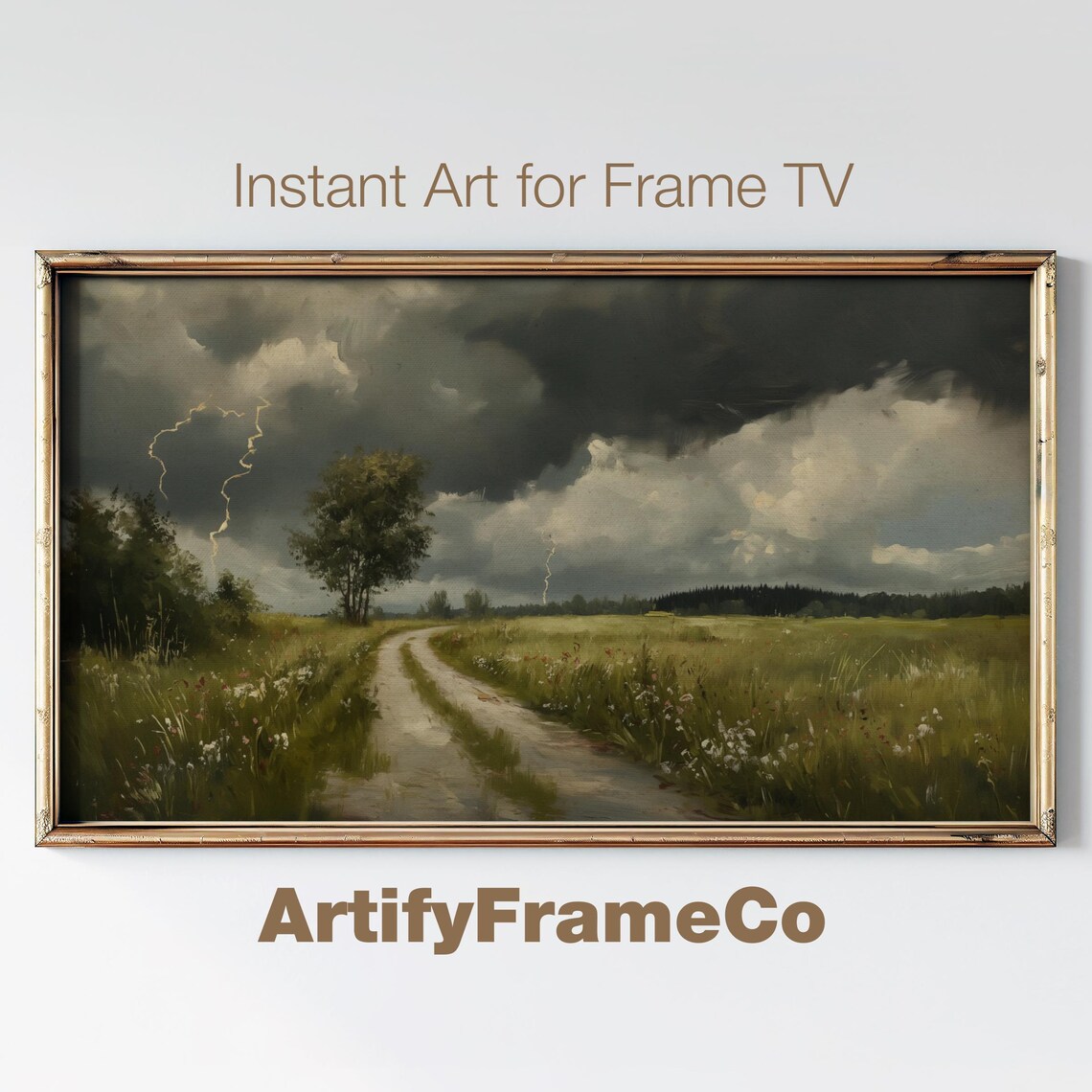 Dark Country Landscape Rustic Neutral Art Print