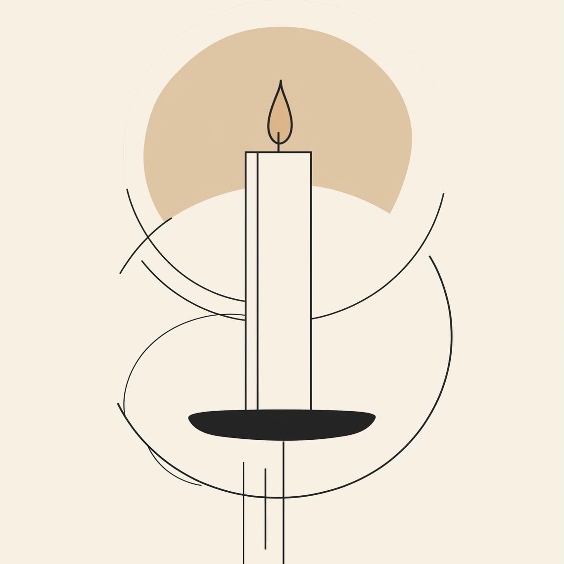 Glowing Candle Minimalist Line Art Abstract Winter Glow Poster - Image 4