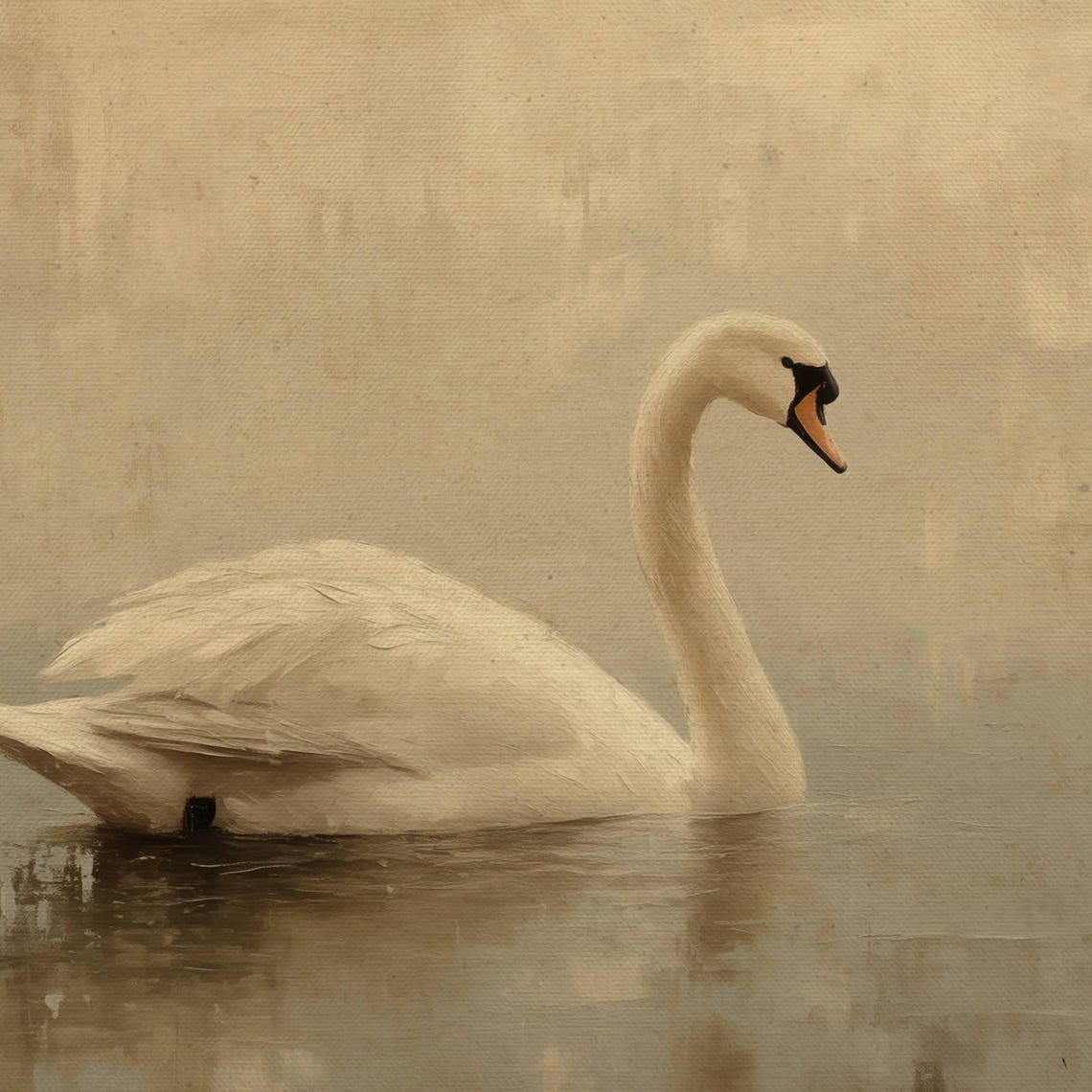 White Swan Reeds Vintage Rustic Oil Painting Frame TV Art Poster - Image 4
