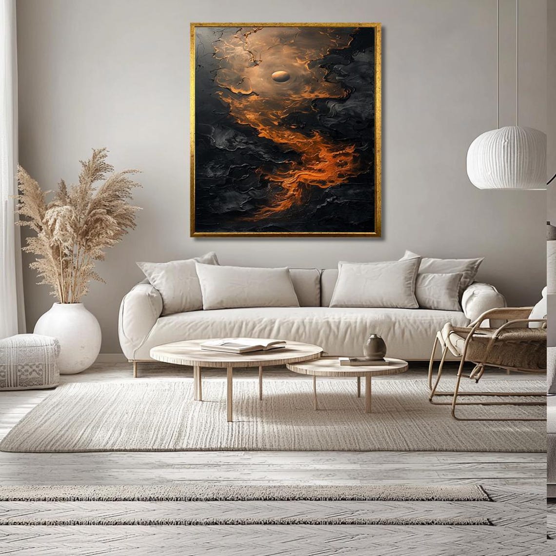 Abstract Fiery Cloud Print Dramatic Dark Sky With Glowing Embers Bold Atmospheric Wall Art For Living Room Or Office - Image 3