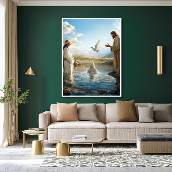 Baptism of Jesus in the River Jordan With Descending Dove Poster