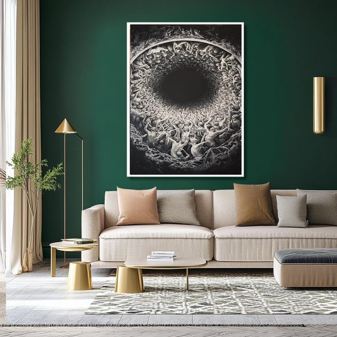 Dark Surreal Spiral Of Souls Art Mysterious And Thought Provoking Wall Decor Gothic Inspired Black And White Art Print For Living - Image 2