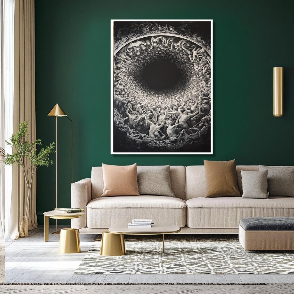 Mysterious Dark Spiral of Souls Black White Gothic Surreal Poster - Image 2