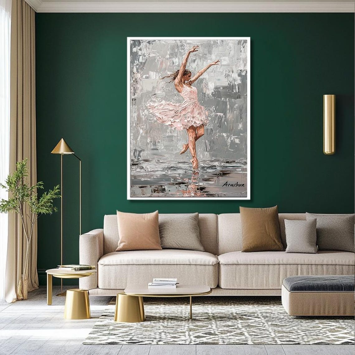 Elegant Ballerina Art Impressionist Style Dancer In Pink Dress Graceful Wall Decor For Contemporary And Artistic Spaces - Image 2