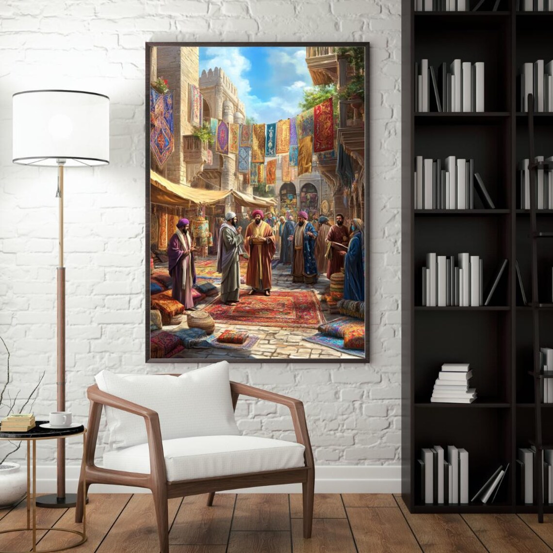 Oriental Bazaar Middle Eastern Market Scene Art Print - Image 3