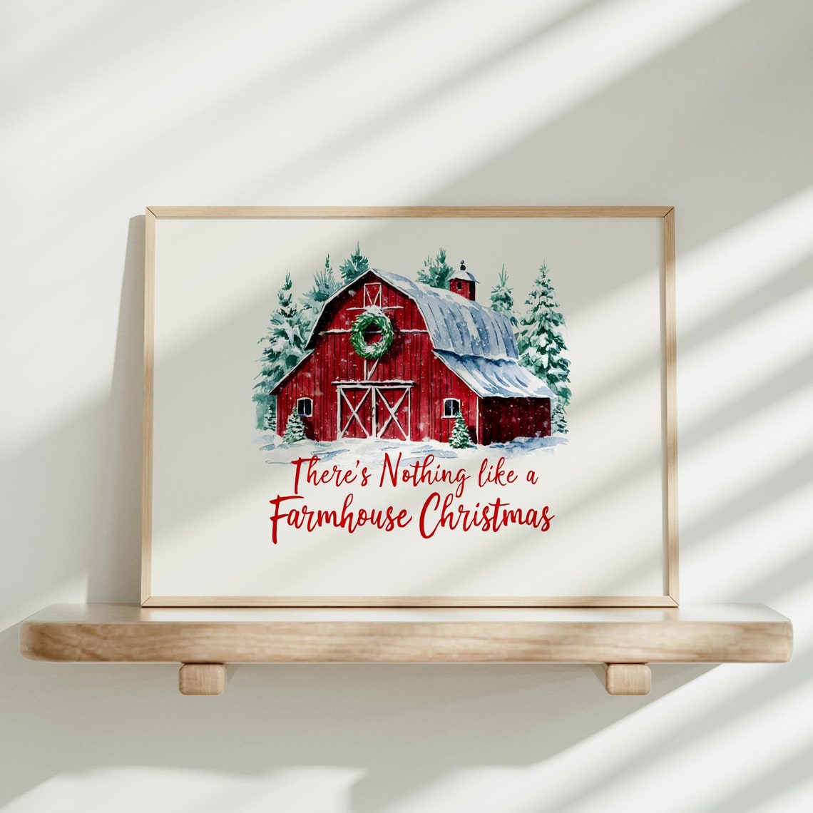 There's Nothing Like a Farmhouse Christmas Red Barn Winter Poster