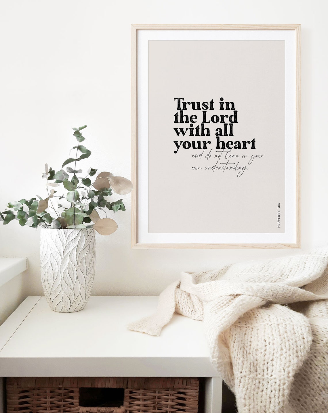 Proverbs 3:5 Trust In The Lord Mixed Serif Script Bible Verse Poster - Image 2
