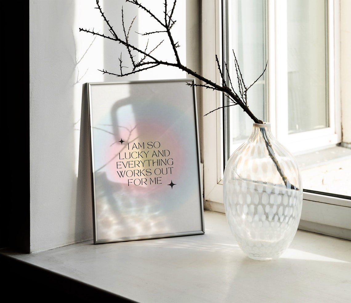 I Am So Lucky Daily Affirmation Pastel Aura Manifestation Poster - Image 2