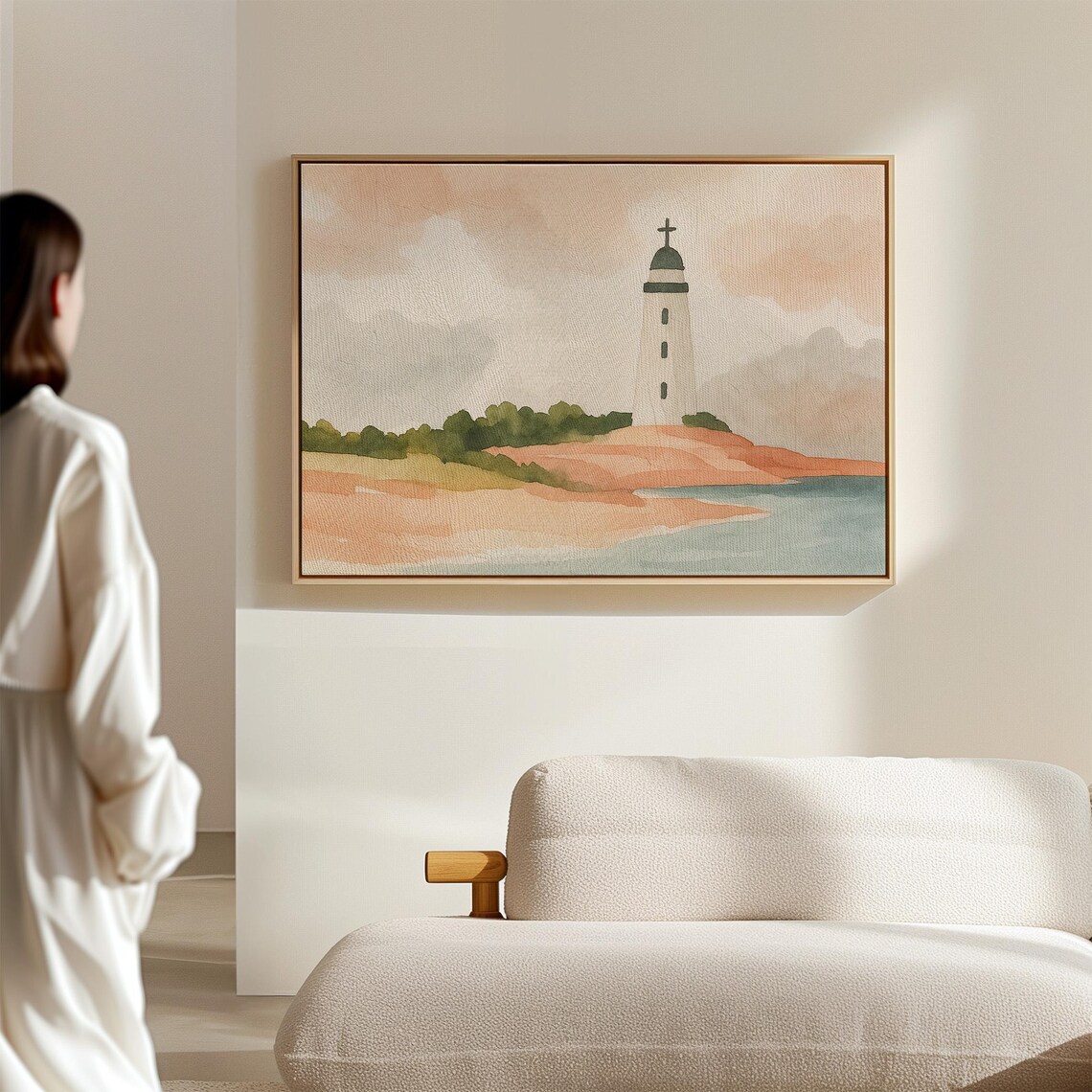 Christian Lighthouse Watercolor, Faith Inspired Decor - Image 3